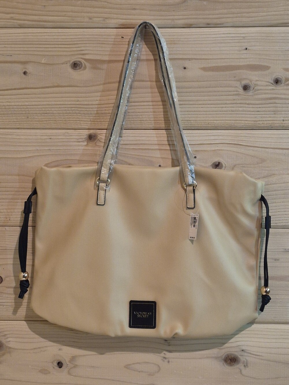 Victoria's Secret Cream Tote with Black Accent Details NWT